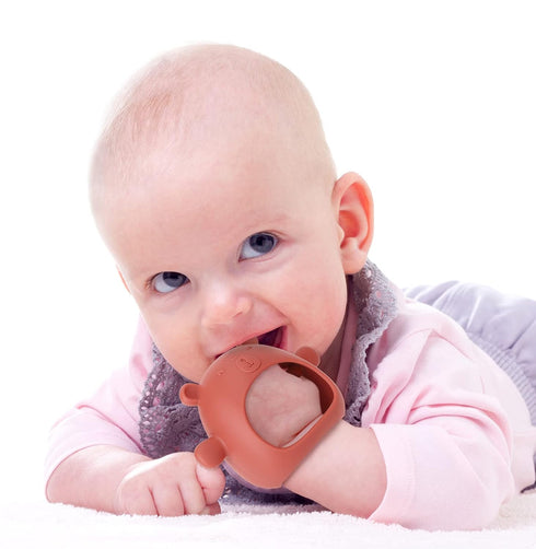3+ Silicone Baby Teether Toy for Infants Months, Anti-Drop Silicone Baby Mitten Teether for Soothing Teething Pain