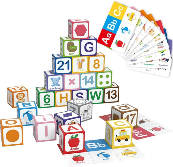 oeleofybb Children's Multiple Activity Toys Educational Alphabet Building Blocks Set