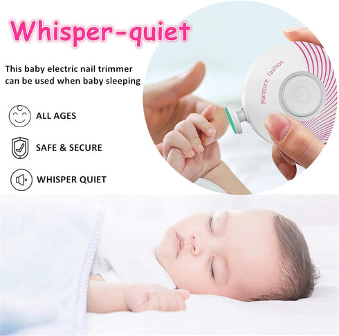 Trimmer, 6 Electric Baby Nail Baby Nail File, Safe Baby Nail Clippers, Grinding Heads Queit Baby Nail Polish Grooming