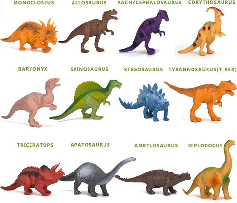 Kids 12 Pack Jumbo Plastic Dinosaur Figures Toys, 7 Inch STEM Educational Realistic Playset for Boys Girls Toddlers