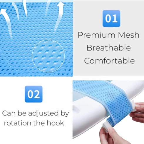 Baby Bath Seat, Infant Bathing Support Mat with Adjustable Antiskid Bath Net Cushion, Universal Baby Shower Pad