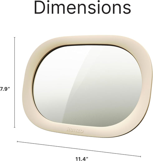 Renzo 360 Baby Car Mirror - Rear Facing Car Seat Mirror for Infants - Extra Large, Shatter-Resistant, Adjustable