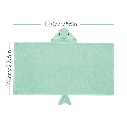 ROMASA Toddler Hooded Bath Towel, Ultra Soft Highly Absorbent Bathrobe Blanket for Boys Girls (Green Shark-Shape)
