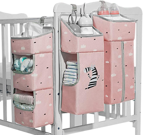 TOCKONIMN Hanging Diaper Caddy Organizer for Baby Crib - 3-in-1 Diaper Stacker for