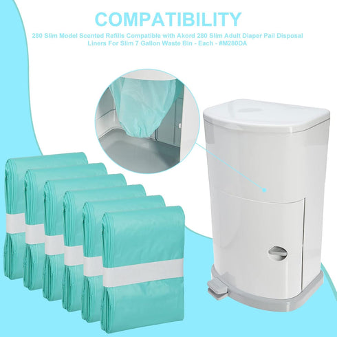 Lisyee 6 Pack 280 Adult Diaper Liner Refills Compatible with Janibell Akord Slim Model Adult Diaper System, Green