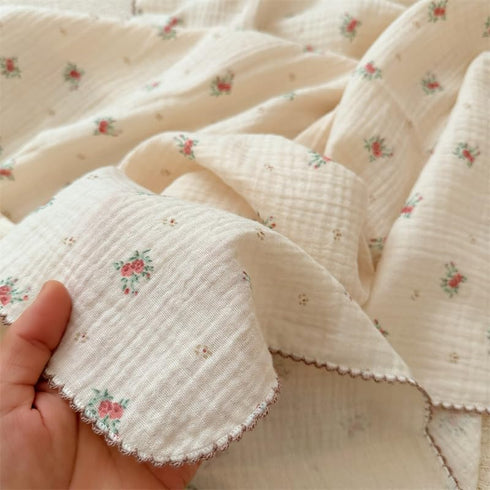 Blankets,4-Layer Pattern,47"x51" BuLuTu Toddler Blanket Muslin Cotton Baby Blanket Soft Nursery Bed Blankets Shabby