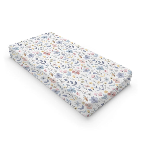 KuphiL10C Summer Girls-16x32 Spring Pastel Flowers Leaves Baby Changing Pad Cover, Unisex Floral Nursery Diaper