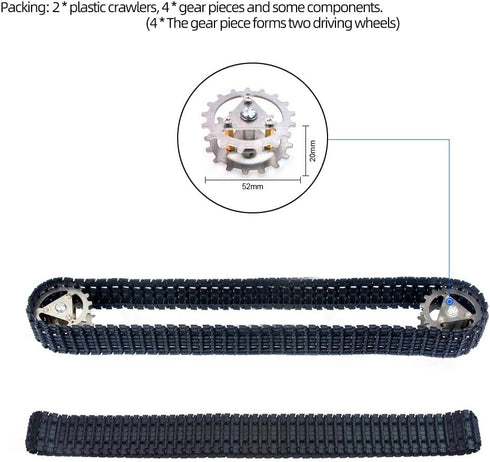 2PCS Robot Car Crawler Tank Treads Tracks, 95cm with Gear for DIY Project (Idler Wheels Not Included)