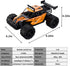 Great-JUNAMT 1:16 2.4GHz 20 4-7 8-12 6-12+(Orange) Remote Control Car Monster Truck Toys Scale RC Car For Boys High