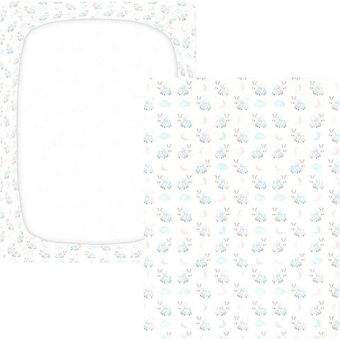 miaozhen 1 Pack 52x28 Cotton Baby Crib Sheets Soft Comfy Cartoon Pink and Blue Bees Playard Mattress Sheets for Nursery