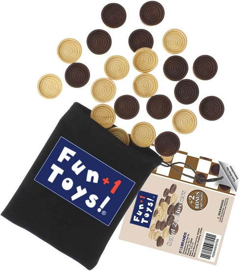 Classic Wood Checkers Stackable Pieces, Set of 26, Brown/Natural Colors, 1.125-Inch Wide
