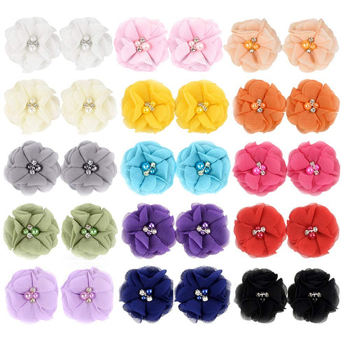 30pcs Baby Girls Alligator Hair Clips, Chiffon Flower Hair Barrettes Accessories for Kids, Toddlers, Teens (01)