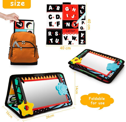 beetoy Tummy Time Baby Mirror Toys with Black and White Pattern - High Contrast 3D Activity Play Crinkle Toys
