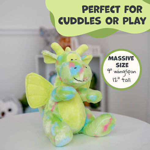 WISHPETS 12" Plush Green ConfettiSoft Dragon, Soft Stuffed Animal