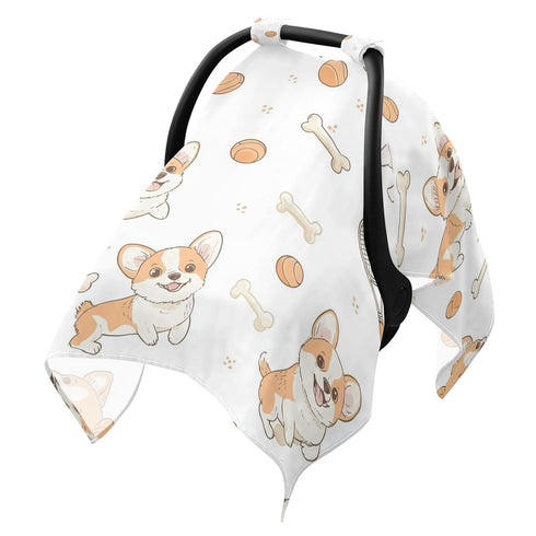 Dalzium Corgis Dog Car Seat Cover Baby, Carseat Canopy Cover for Girl Boy,
