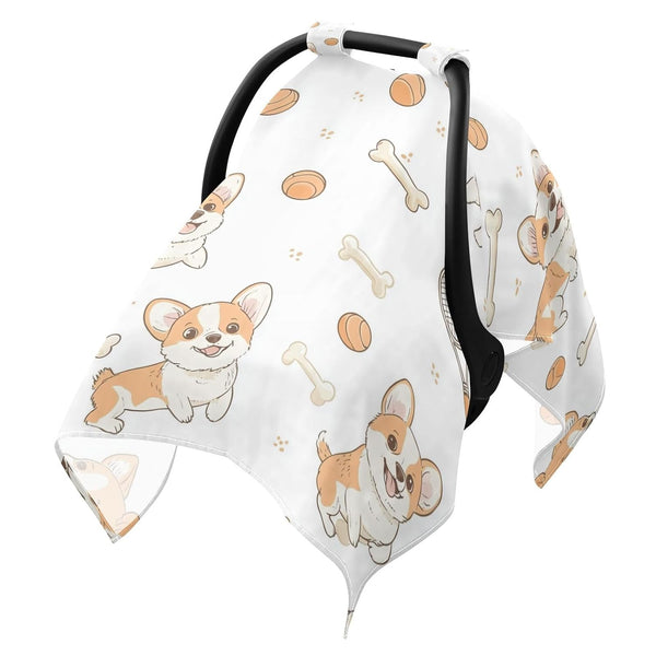 Dalzium Corgis Dog Car Seat Cover Baby, Carseat Canopy Cover for Girl Boy,