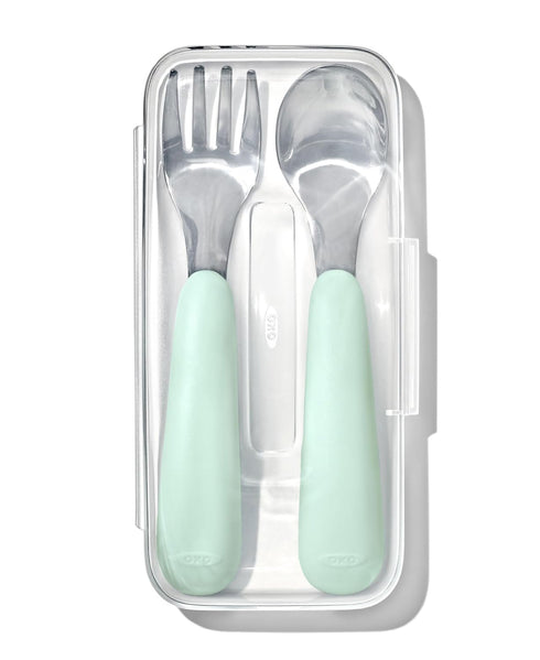OXO Tot On-The-Go Fork and Spoon Set, Opal Color