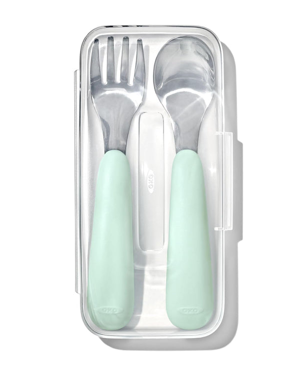 OXO Tot On-The-Go Fork and Spoon Set, Opal Color