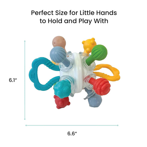 Lulyboo Baby Toy Ball Teether - Soft, BPA-Free, Textured, Colorful, Lightweight, Portable Baby teether for Soothing