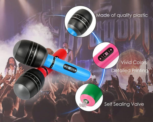 DS. DISTINCTIVE STYLE Inflatable Microphones, 6 Pieces, 10-Inch Blow Up Party Favors in Random Colors