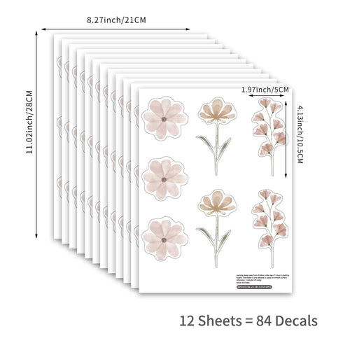 84 12 YouRfocus Daisy Wall Decals | PCS Boho Flower Stickers for Girls' Rooms, Playrooms, and Nurseries | Dual Layer