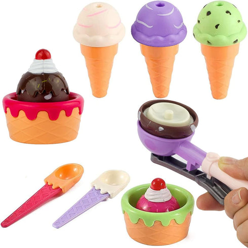 Kids Ice Cream Toy Set - Pretend Play Sweet Treats Ice Cream Parlour Dessert Accessories