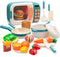 CUTE STONE Microwave Toys Kitchen Play Set, Kids Electronic Oven with Cookware and Play Food