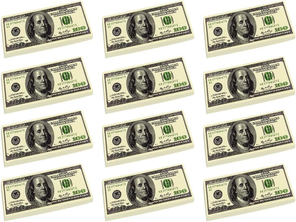ArtCreativity 100 Dollar Bill Erasers - Set of 12 Big Rubber Erasers with Money Replica Design for Party Favors