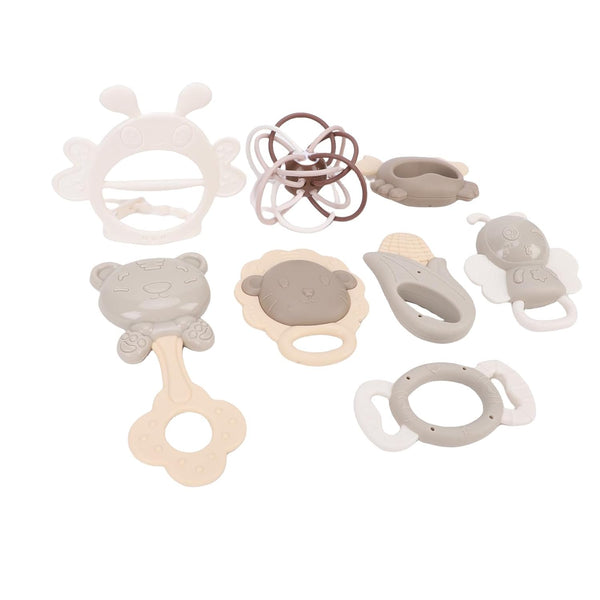 Haofy Baby Sensory Teethers, Soft Silicone Teether Stick with Rattles for Newborns Infant Hearing Tactile Development