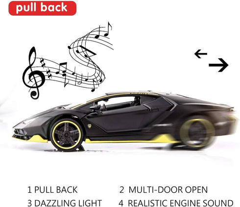 BDTCTK 1:32 Lambo LP770 Car Model Toy - Child Sound and Light Pull Back Car for Kids Gift (Black)