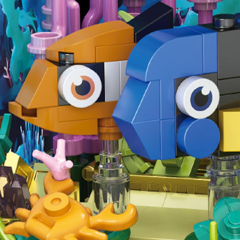 RiceBlock Sets 8-12 Year889PCS Fish Tank Aquarium Building Holiday Toy, Ocean Theme Construction Toys, Educational STEM