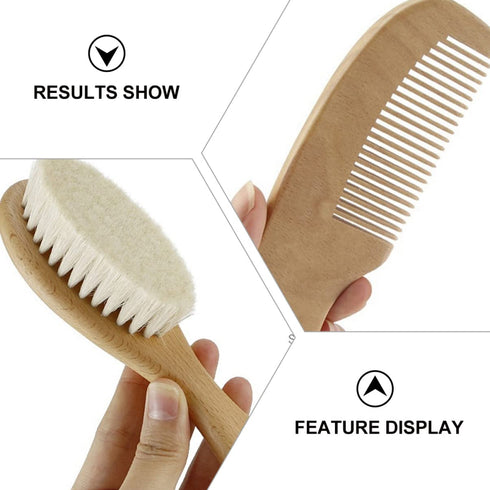 Set 4-piece Infant Scalp Brush Wooden Baby Hair Brush Comb for Newborns Boys and Girls and Comb