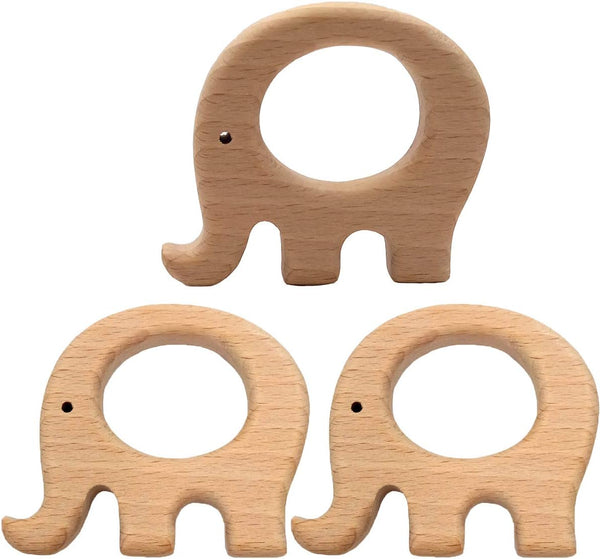 Natural Wooden Elephant Pendant, Pure Beech Wood Animal Shape for Handmade Necklace/Bracelet