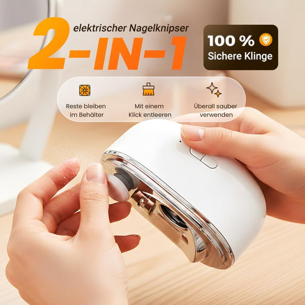 generic 2 1 Trimmer Pinch Trimmer in Automatic Electric Nail Clipper with Polishing LED Light and Nail Clip Storage