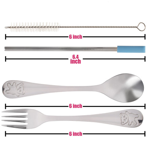 15 Pieces Toddler Kids Utensils Set, Stainless Steel Safe Baby Utensils, 3 Toddler Forks, 3 Toddler Spoons