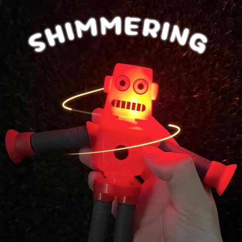 Sensory Fidget Robot Toys LED Light Up for Kid Toddlers, Suction Cup Poseable Action Figures Robot Telescopic Pop Tubes ADHD Autism Travel Toys Piñatas Stocking Stuffers Summer Party Favors (XL)