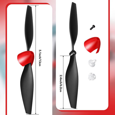 6 Sets Tr-p51 4 Riakrum Spare Rc Plane Propellers Airplane Carbon Fiber Nose Cone Compatible with Rc Plane Channel