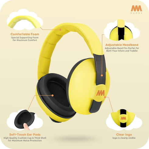 Mumba Baby Ear Protection Noise Cancelling Headphones for Babies and Toddlers, Earmuffs for Ages 3-24+ Months