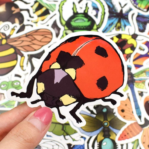 QTL Bug Stickers for Kids, Waterproof Vinyl Insect Stickers for Water Bottle Bug Party Favors, Pack of 50Pcs