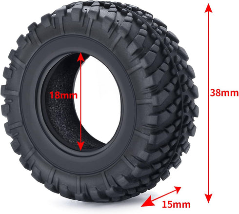 RC Rubber Micro Tires 38mm with Foam Insert 4pcs for 1/18 Kyosho Mini Z 4x4 Jimny