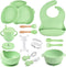 mraisebossup Silicone Baby Feeding Set 15 PcsBaby Spoons Suction Bowl Divided Plate Bib