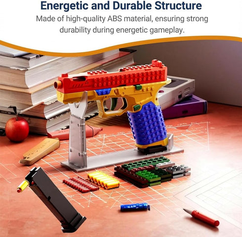 SHATGYI Set Toy Gun Building Block Kit, DIY Fidget Pistol Toy for Adults, Funny Building Blocks with Display Stand