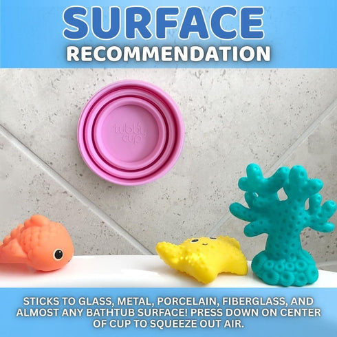 Tubby cup TubbyCup Toddler Bath Rinse Cup Easy Hair Rinsing Without Tears, Suction Base Sticks to Tub, Soft Collapsible