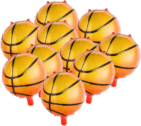 10pcs Basketball Balloons 18inch, Aluminum Foil Sports Mylar Balloons for Basketball Birthday Party Decorations