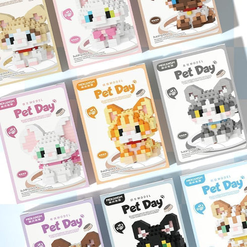 Sets, 9 Mini Cat Building Block Style Cute Cat Building Blocks Miniature Cat Figurine Toys for Kids Birthday Party