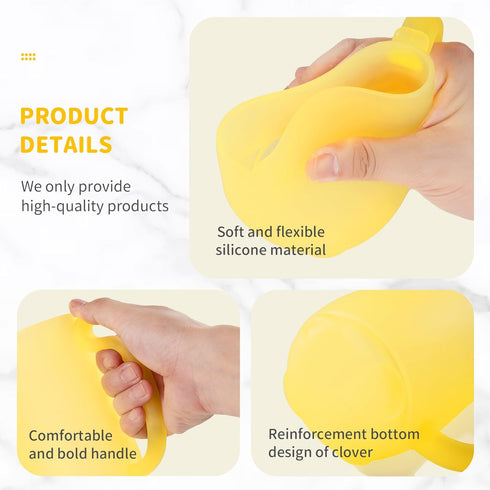 WEYOVGO Baby Bath Rinse Cup - Silicone Shampoo & Body Washing Rinser Cup with Easy Grip Handle - Yellow