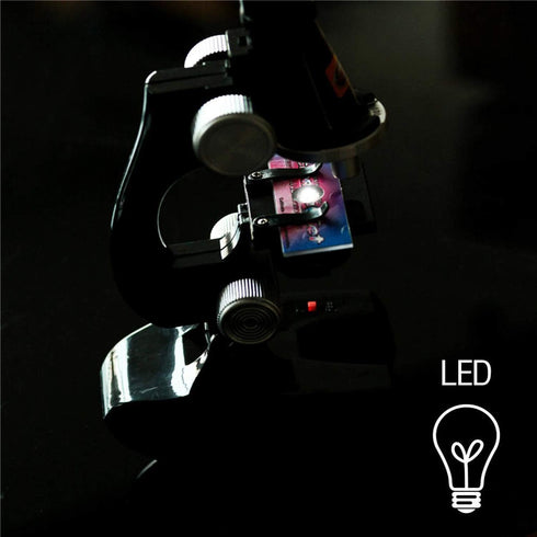 Science Kits for Kids Beginner Microscope with LED, 100X 400X and 1200X, Include Sample Prepared Slides
