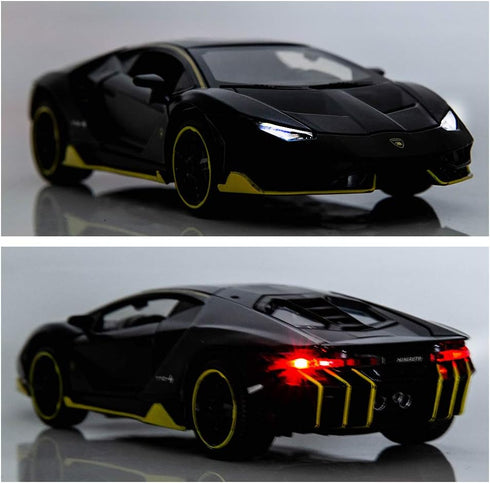 BDTCTK 1:32 Lambo LP770 Car Model Toy - Child Sound and Light Pull Back Car for Kids Gift (Black)