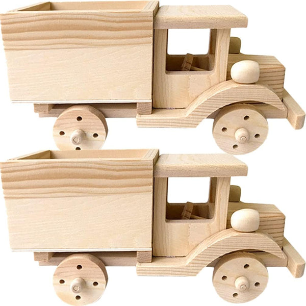 Kisangel Christmas Decorations - 2 Sets Wooden Car Model 3D Unfinished Puzzles Build Car Kit for Home Ornaments