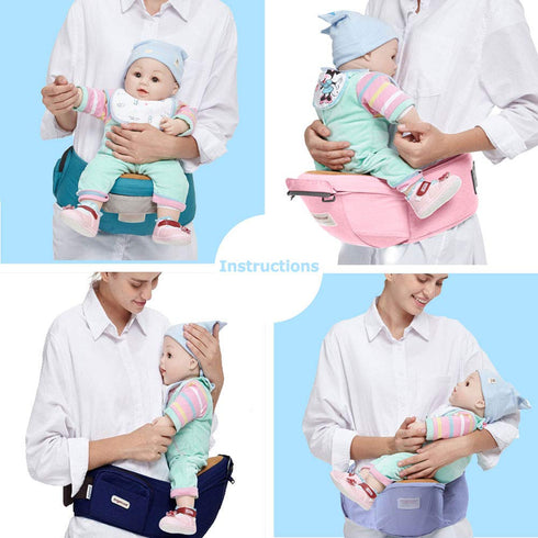Lightweight Green Baby Hip Seat Carrier with Pockets